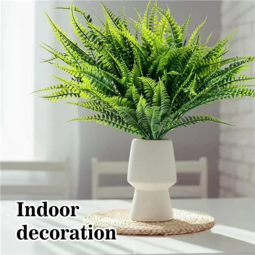Artificial Fern Plants UV Resistant Outdoor Indoor Faux Greenery Decor Set of 10